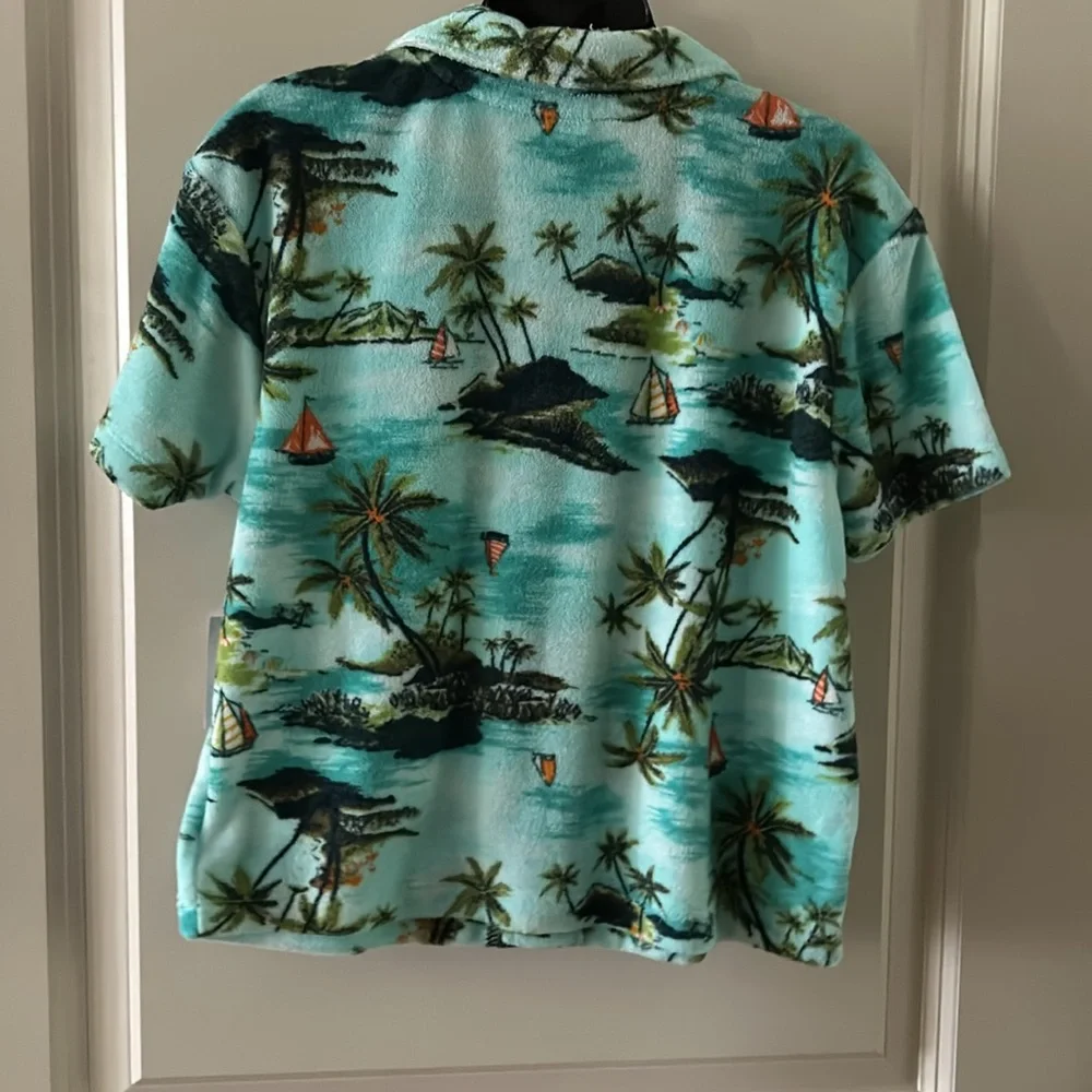 OLD NAVY Boys Tropical Island Button Down Shirt Cotton Blend XS (5) NWT